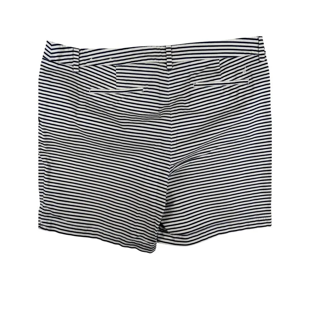 NAUTICA‎ Navy Blue White Stripe Cotton Stretch Nautical Women's Shorts size 14